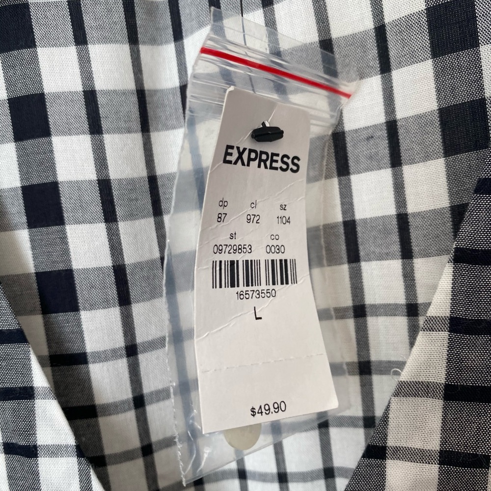 Nwt Express Button Down Plaid Tie Front Topl - image 5